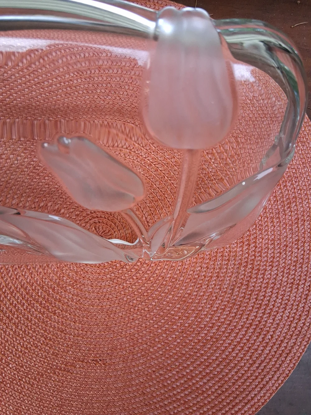 Mikasa Vintage Tivoli Serving Platter Etched In Clear Tulips         15 X 7